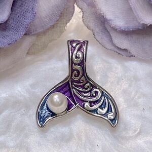 Charm for Pandora Bracelet Mermaid Tail with Pearl Sterling Silver